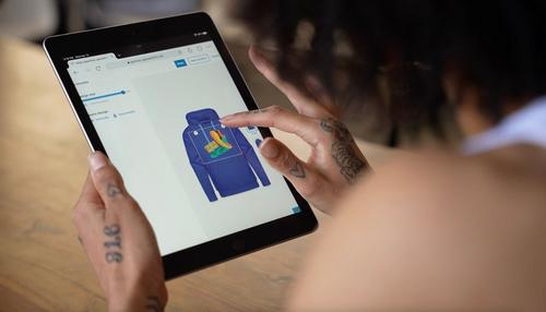 person designing a product online